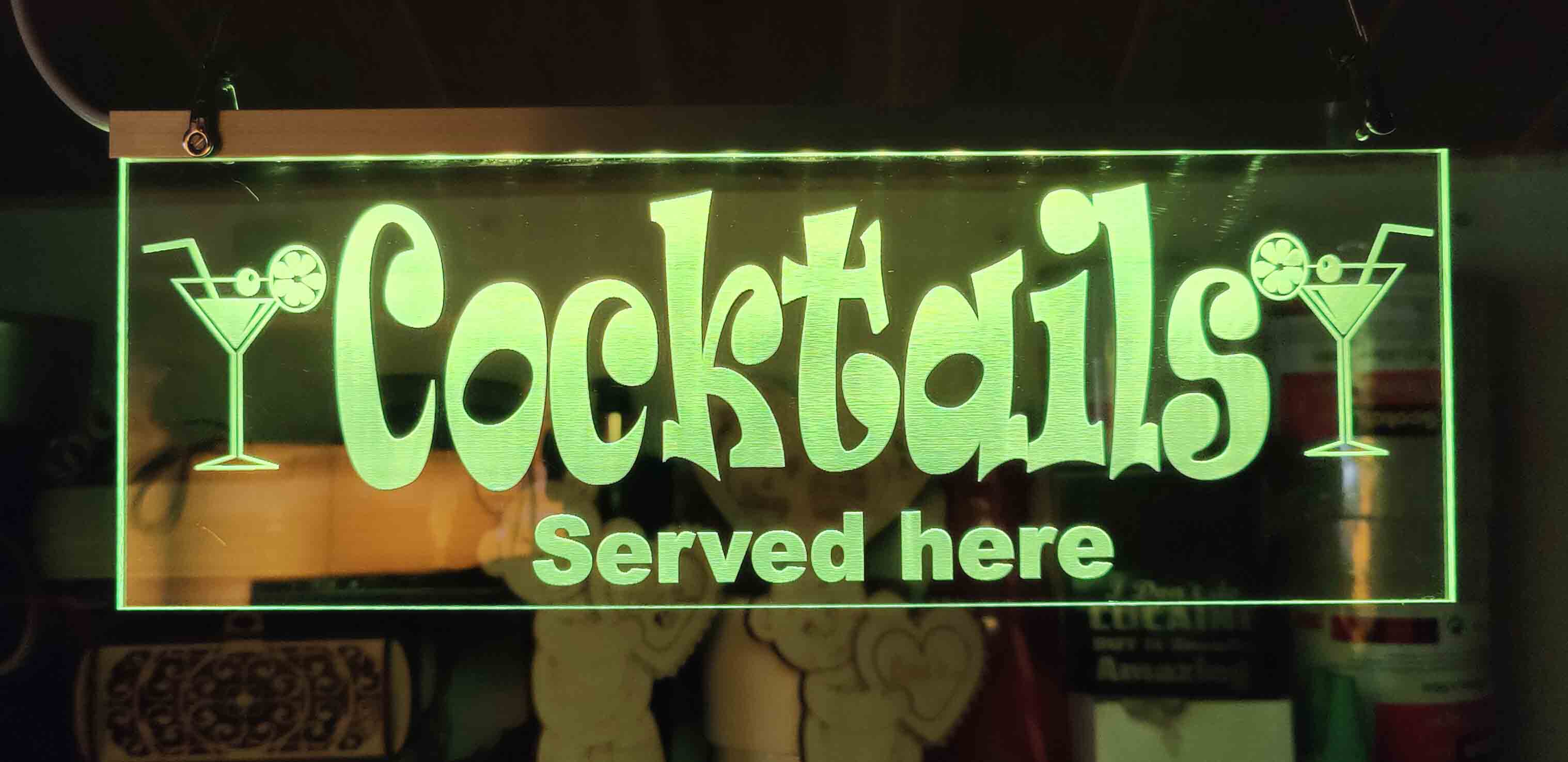 Cocktails served here led bar sign